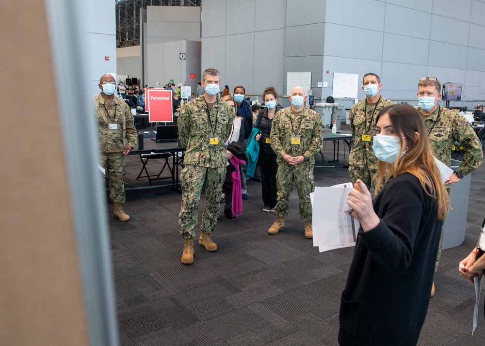 U.S. Navy Reserve medical providers plan which hospitals to visit to coordinate patients suitable for transfer to the Javits Medical Center and USNS Comfort (T-AH 20) during the COVID-19 response.