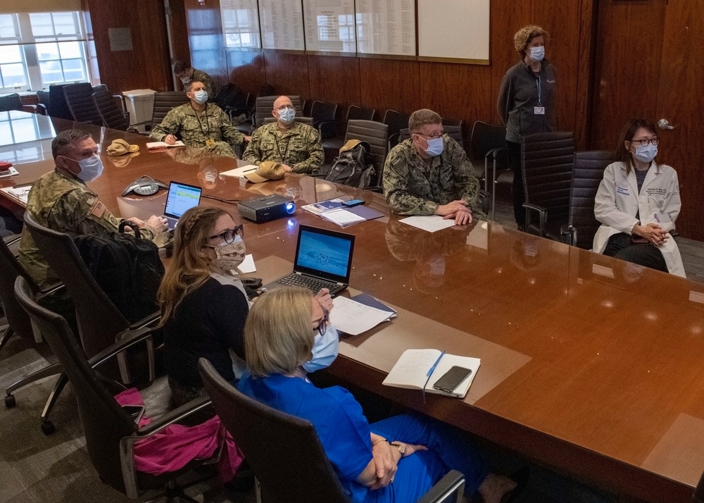 U.S. Army and Navy Reserve medical providers visit Lenox Hill Hospital to coordinate patients to transfer to Javits Medical Center and USNS Comfort (T-AH 20).