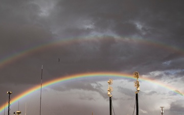 Double Rainbow Captured Above Antenna Mast Group