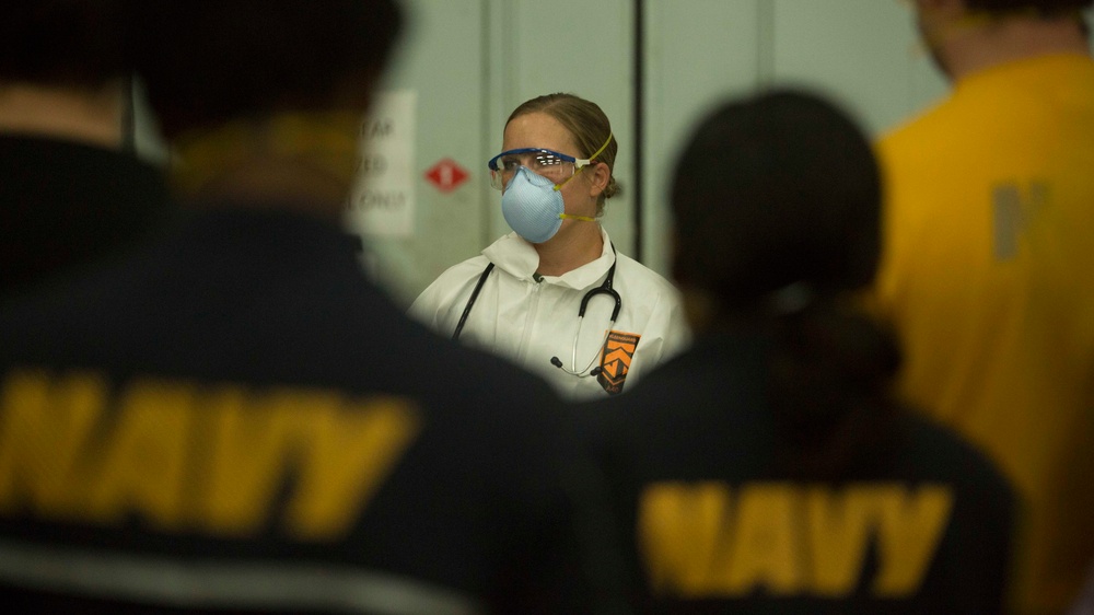 3d Medical Battalion Corpsmen intake USS Theodore Roosevelt Sailors