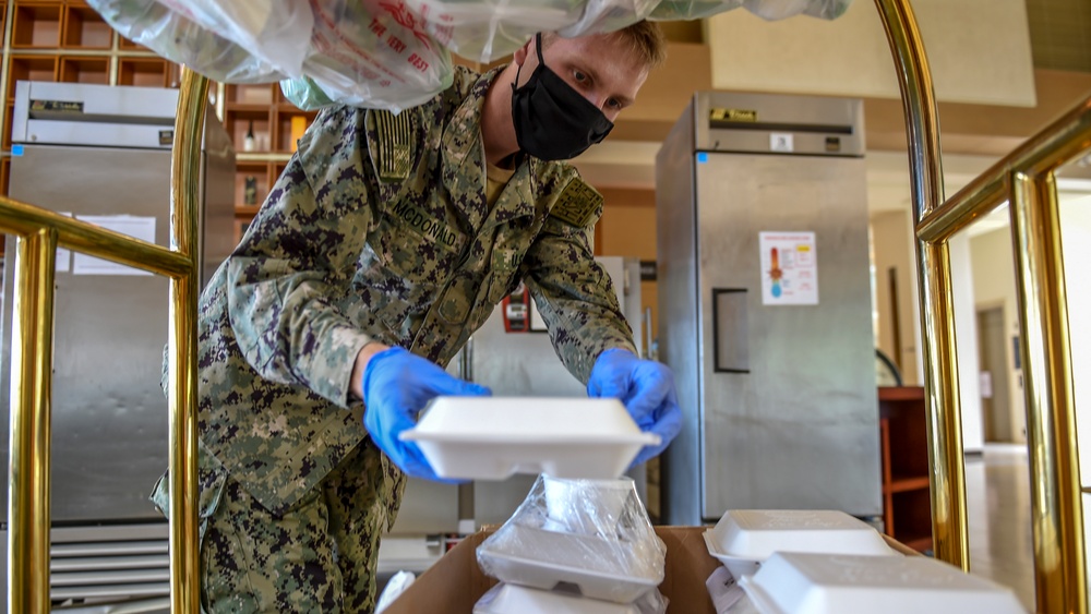 Sailors and Marines Support USS Theodore Roosevelt Personnel in Quarantine