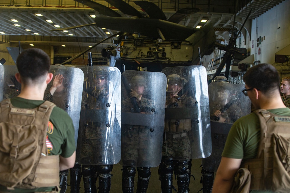 Let’s Start a Riot : Marines with the 31st MEU conduct riot control drills in South China Sea