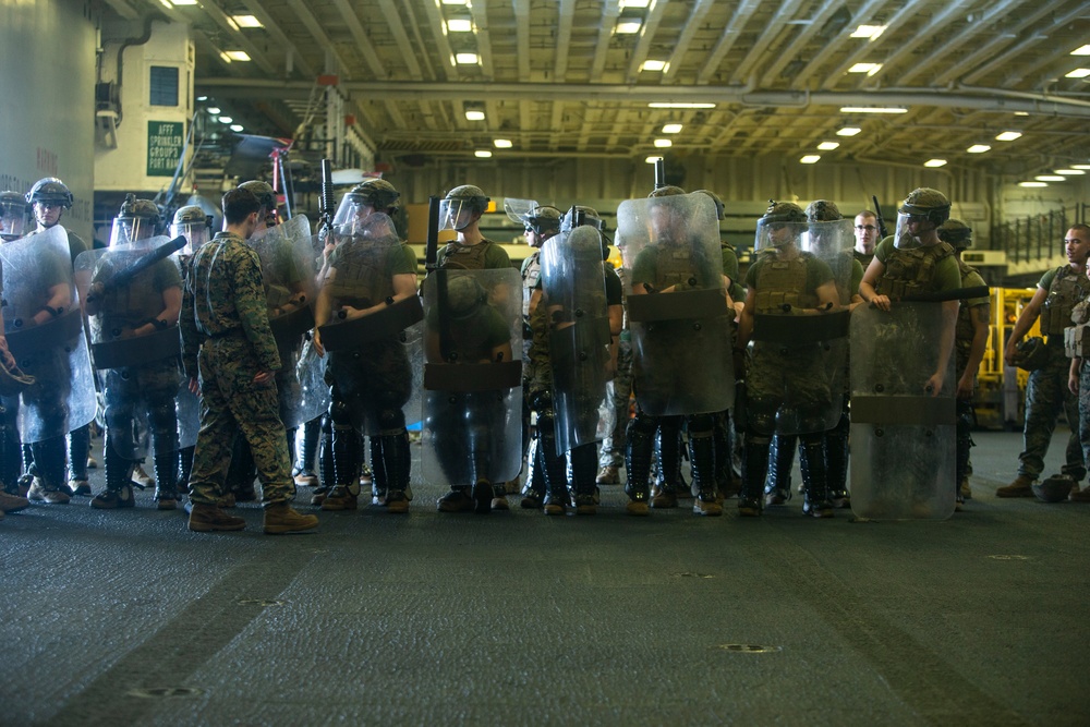 Let’s Start a Riot : Marines with the 31st MEU conduct riot control drills in South China Sea