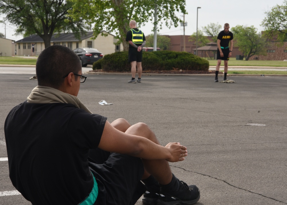 Army social distances at PT session
