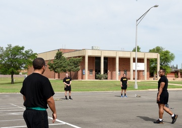 Army social distances at PT session