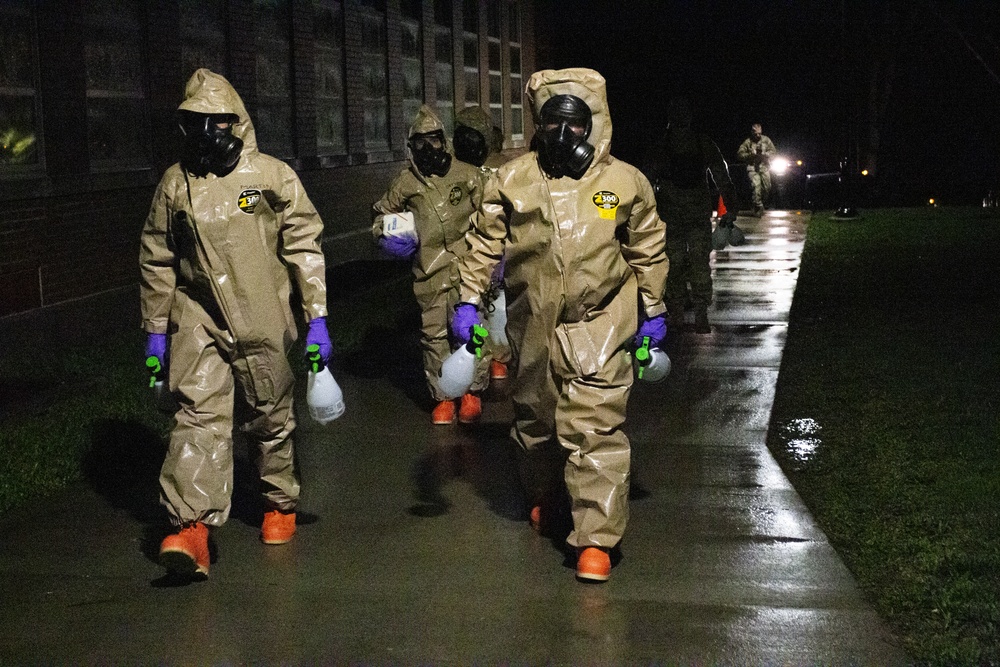 Iowa Soldiers and Airmen Sanitize COVID-19 Testing Site