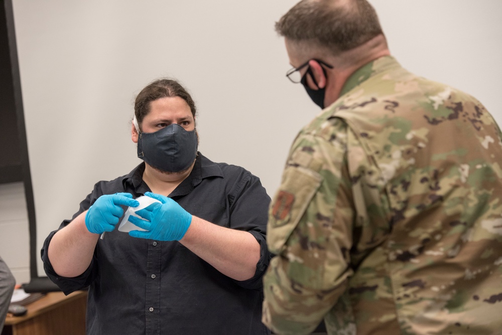 167th Airlift Wing learns face mask molding from Shepherd University staff