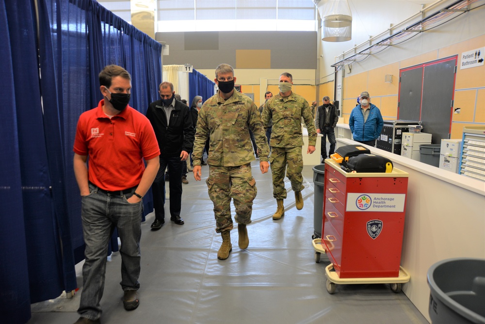 Brig. Gen. Thomas Tickner Visits USACE Alaska District's Alternate Care Facility