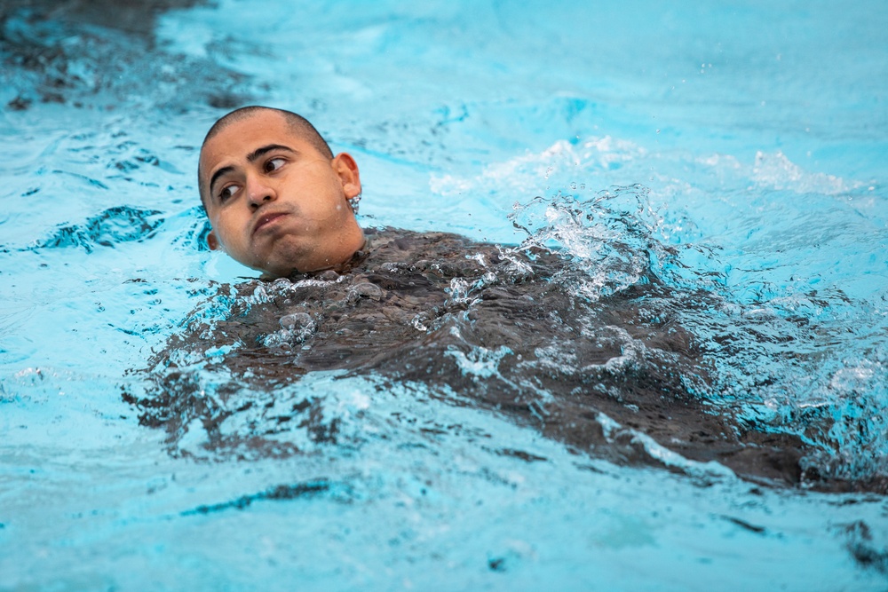 Splash Down | Marines with 3rd Marine Logistics Group participate in the annual swim qualification