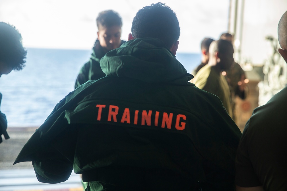 Marines conduct CBRN training aboard USS America in South China Sea