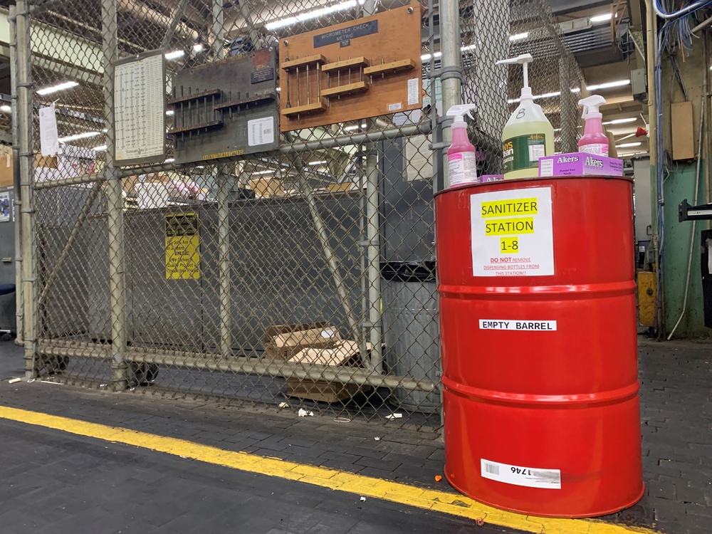 Sanitizer station at Watervliet Arsenal