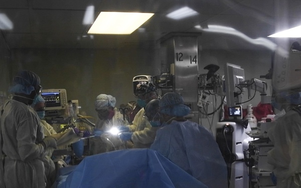 U.S. Navy Doctors, Nurses and Corpsmen Treat Patients in the ICU Aboard USNS Comfort