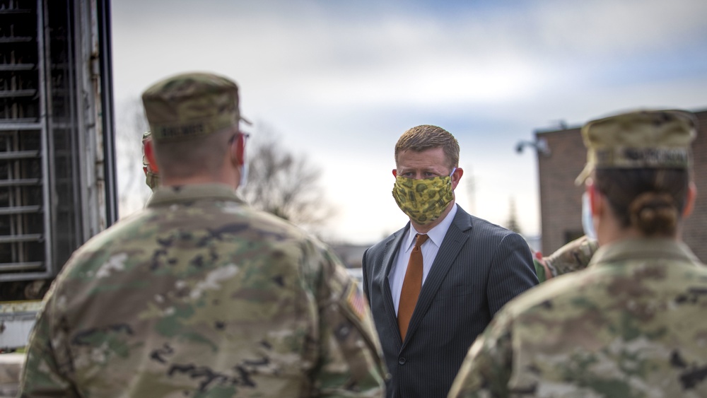 Secretary of the Army tour Taylor Armory with Michigan state, federal leaders