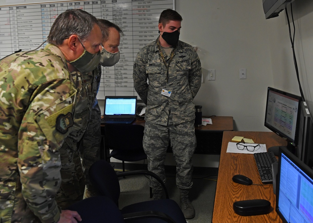 Commander California Air National Guard Maj. Gen Gregory Jones visits the Joint Operations Center