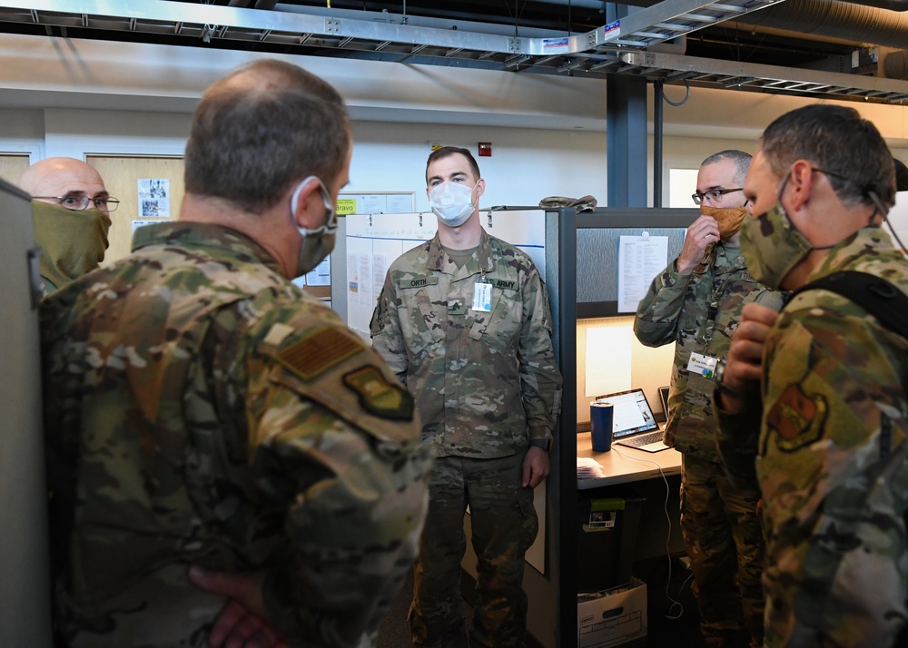 Commander California Air National Guard Maj. Gen Gregory Jones visits the Joint Operations Center