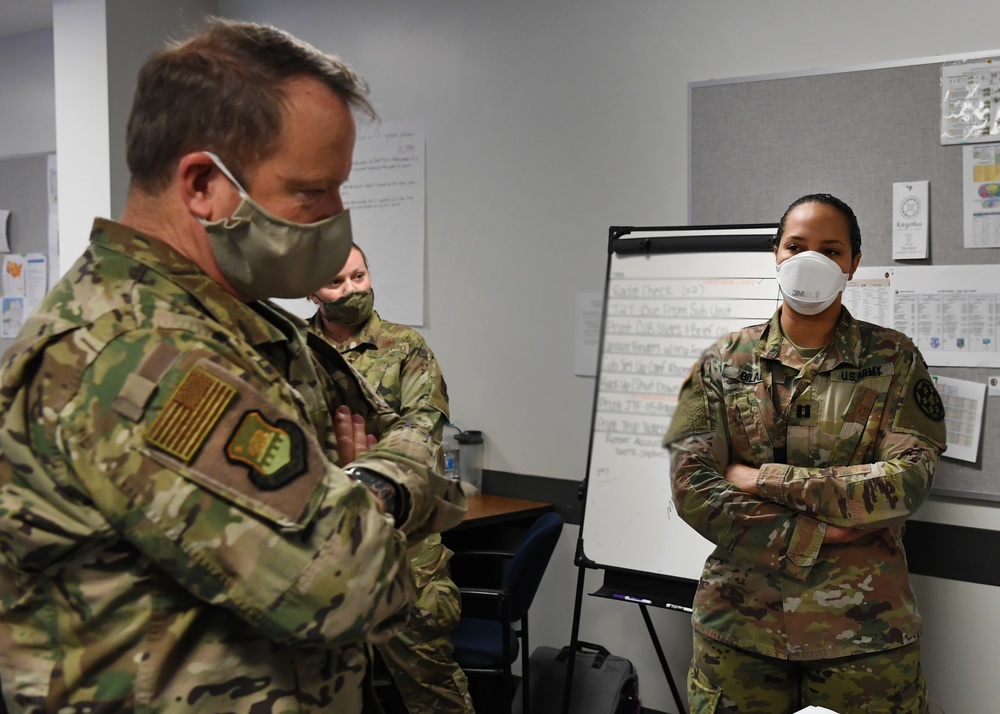 Commander California Air National Guard Maj. Gen Gregory Jones visits the Joint Operations Center