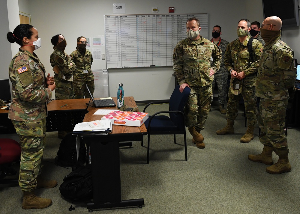 Commander California Air National Guard Maj. Gen Gregory Jones visits the Joint Operations Center