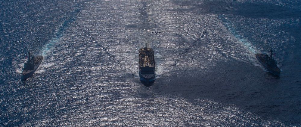 USS Roosevelt, USS Porter, and USNS Supply conduct a PHOTOEX