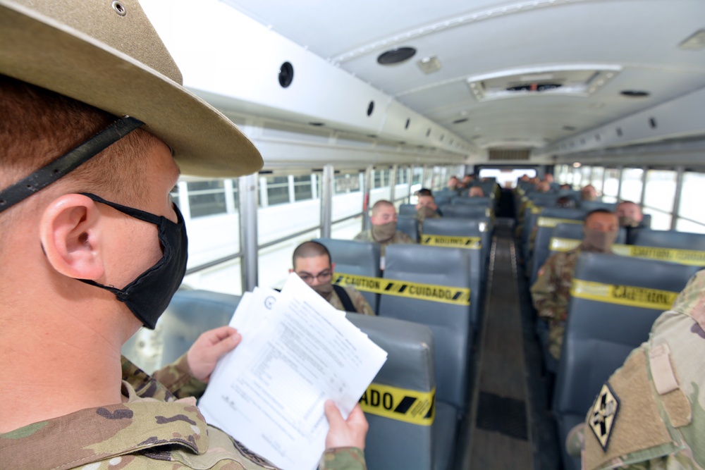 BCT Soldiers transported via contracted commercial airplane to the U.S. Army Medical Center of Excellence