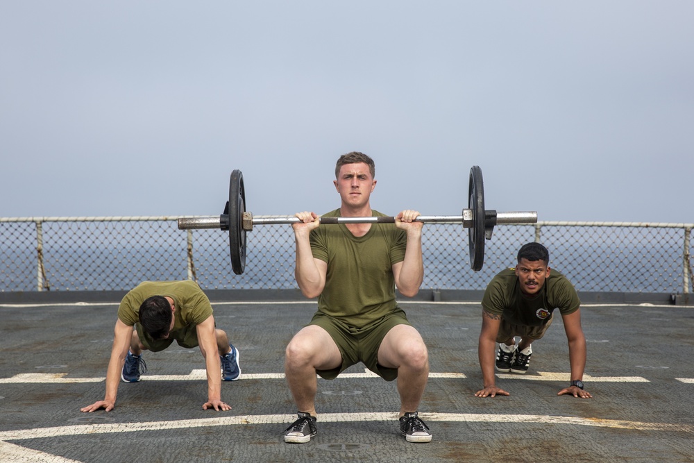 Pumped up: 31st MEU, CLB-31 participates in HITT workout