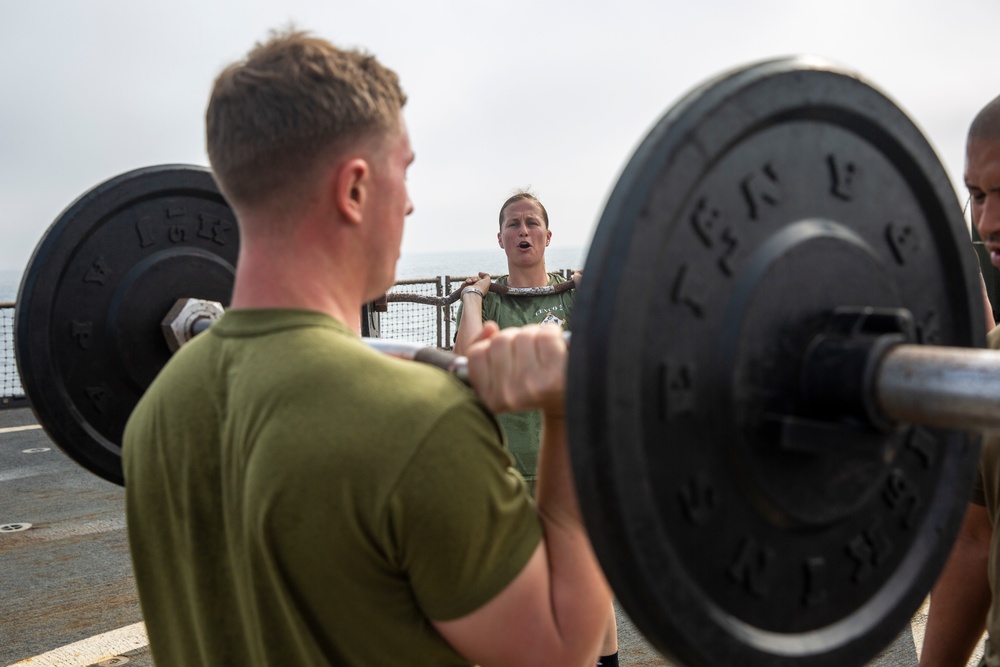 Pumped up: 31st MEU, CLB-31 participates in HITT workout