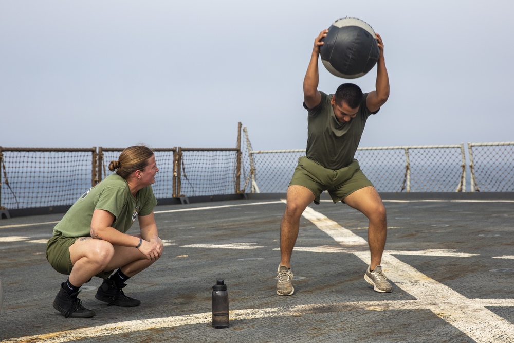 Pumped up: 31st MEU, CLB-31 participates in HITT workout