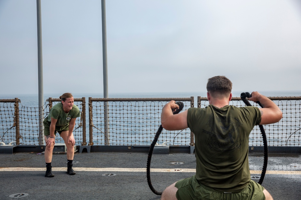 Pumped up: 31st MEU, CLB-31 participates in HITT workout