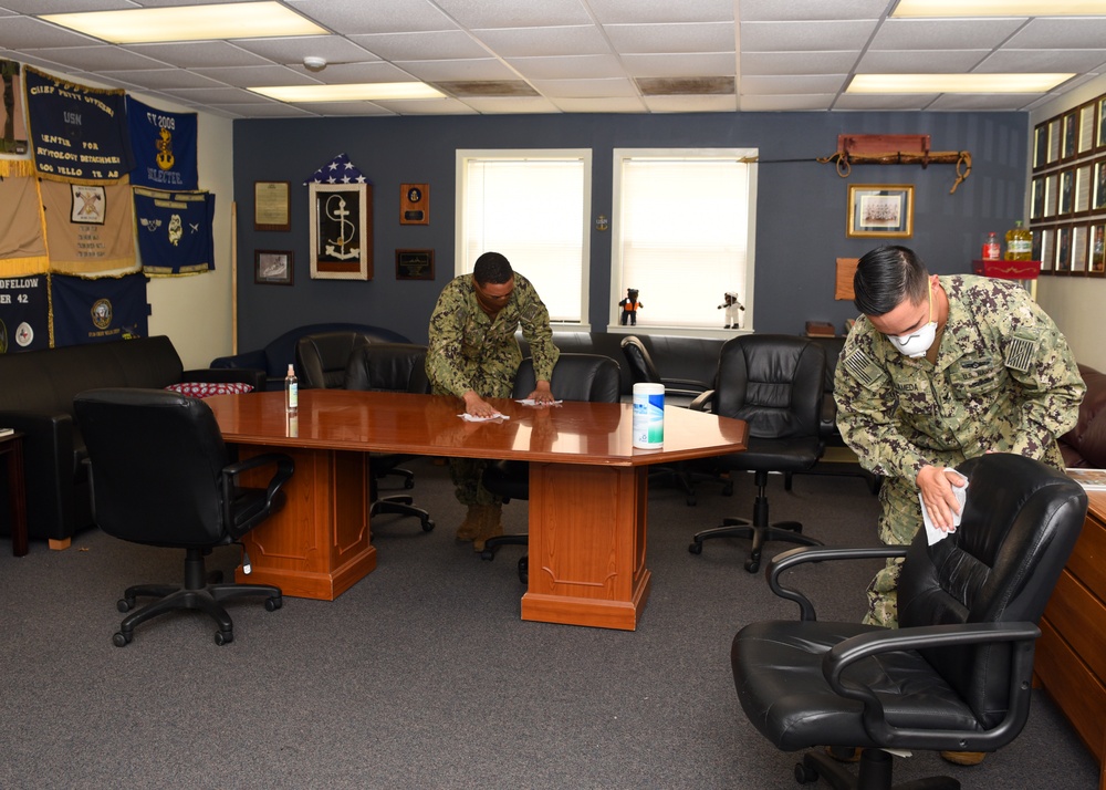 U.S. Navy cleans the Quarterdeck