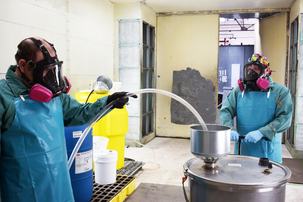 Crane Army Assembles Hand Sanitizer Test Line