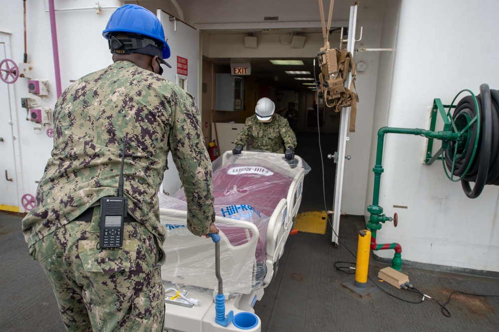 USNS Mercy Sailors Transport Hospital Beds