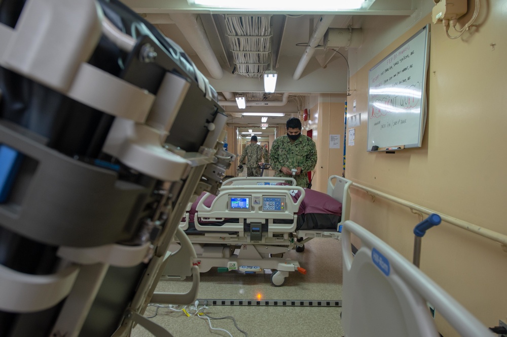 USNS Mercy Sailors Transport Hospital Beds