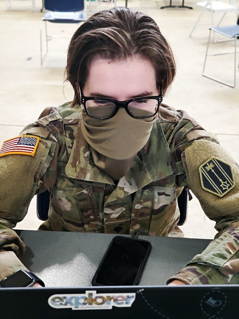 Spc. Jessica Wilkins at work