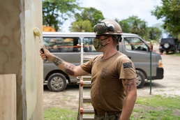 U.S. Navy Seabees with NMCB-5’s Detail Pohnpei construct facilities to assist with the local COVID-19 outbreak response