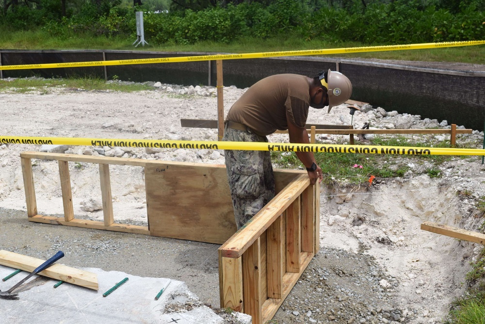 U.S. Navy Seabees from NMCB 5’s Detail Diego Garcia support the U.S. Air Force