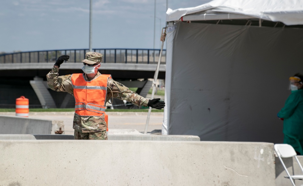 Iowa National Guard Soldier supports first drive-through COVID-19 testing site