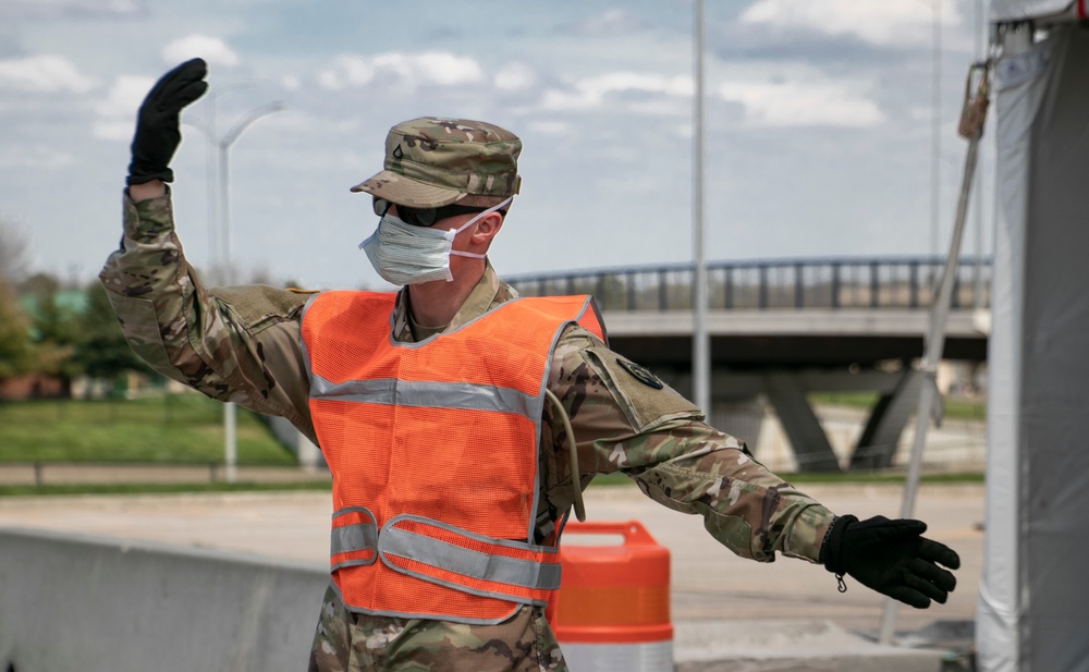 Iowa National Guard Soldiers support first drive-through COVID-19 testing site