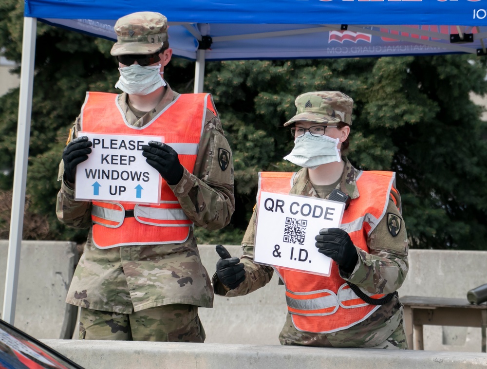 Iowa National Guard Soldiers support first drive-through COVID-19 testing site