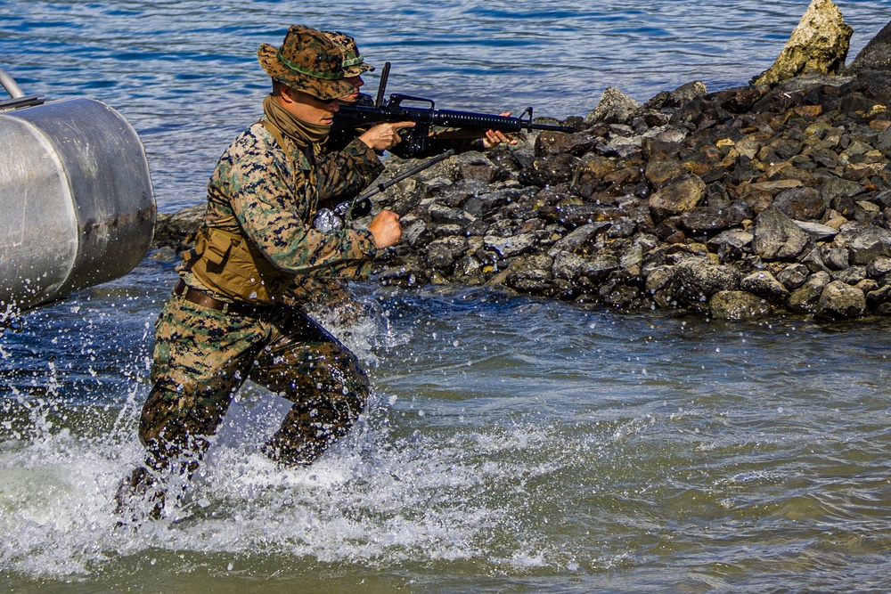 Bravo Company swims ashore