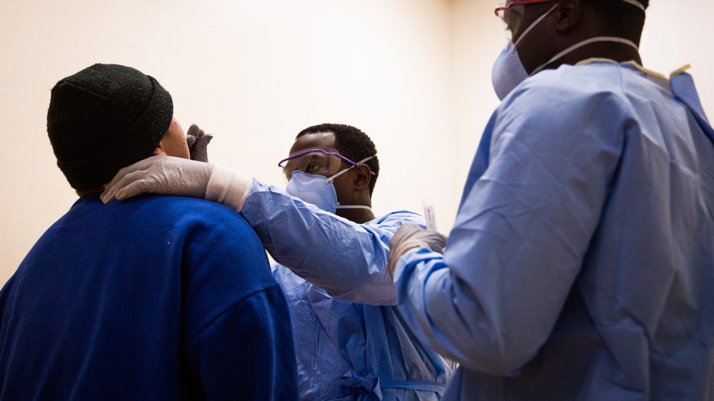 3rd Medical Battalion Corpsmen Conduct Second Swab on USS Theodore Roosevelt Sailors