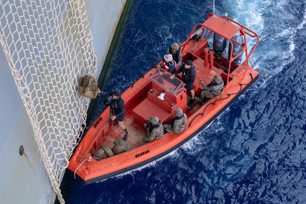 Marines Aboard USS America Conduct Cargo Net Debarkation Exercise