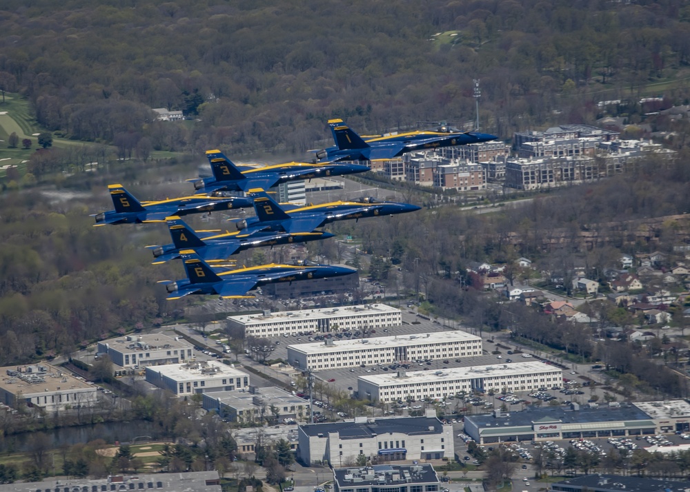 USAF Thunderbirds &amp; USN Blue Angels Perform America Strong Flyover