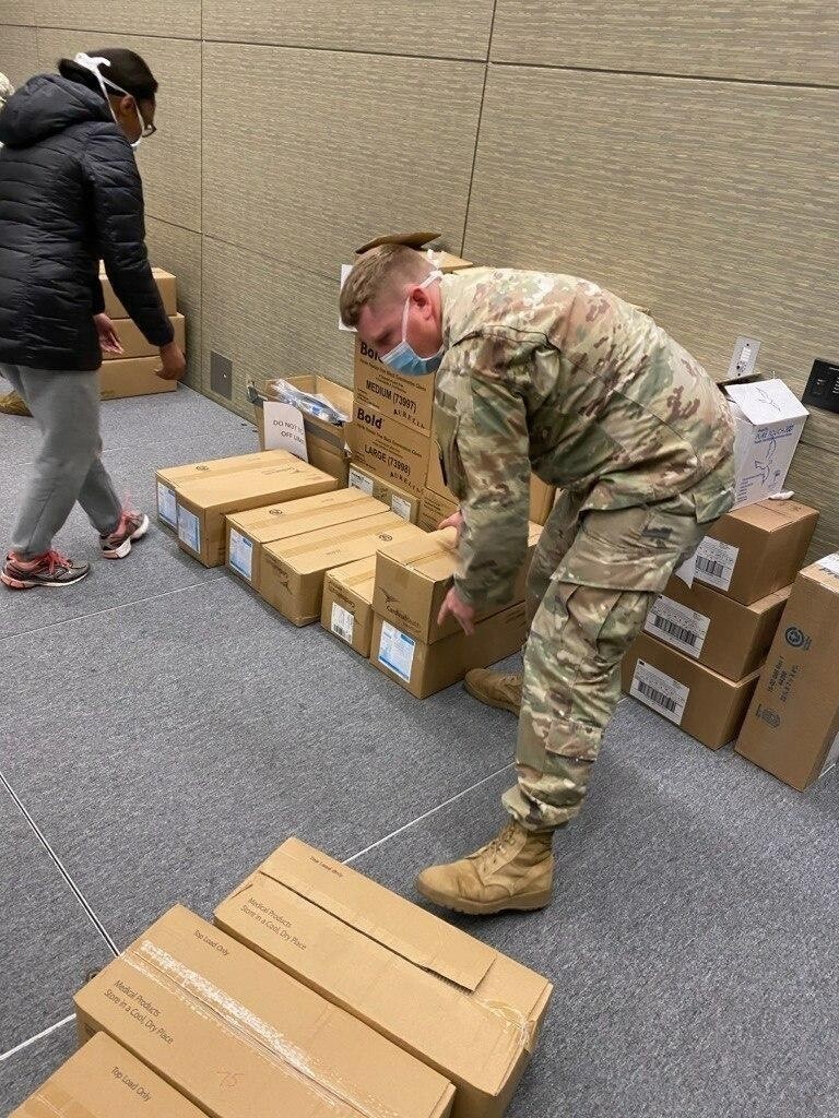 548th CSSB Recieve Medical Supplies in Boston