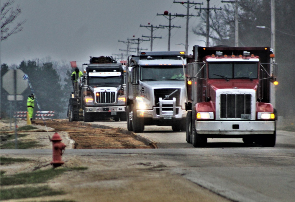 Road paving work at Fort McCoy