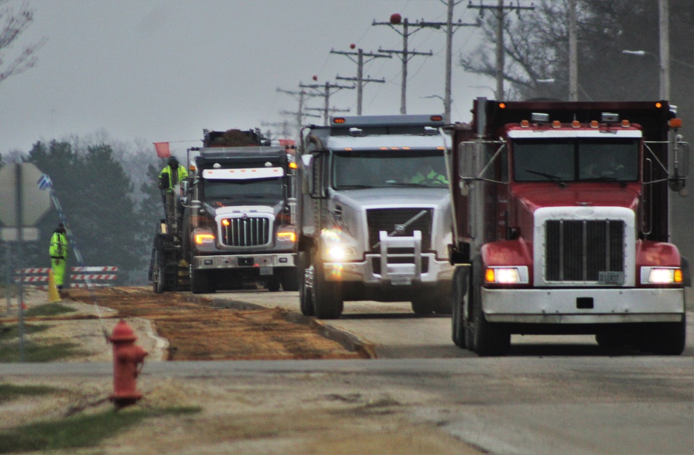 Road paving work at Fort McCoy