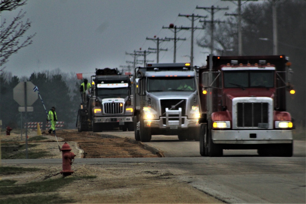 Road paving work at Fort McCoy