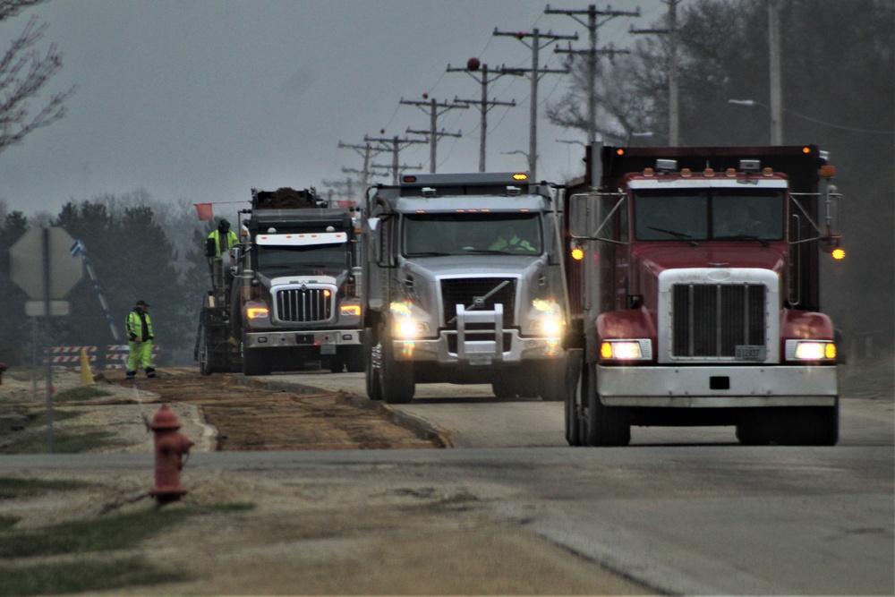 Road paving work at Fort McCoy