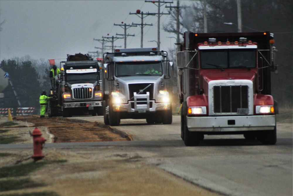 Road paving work at Fort McCoy