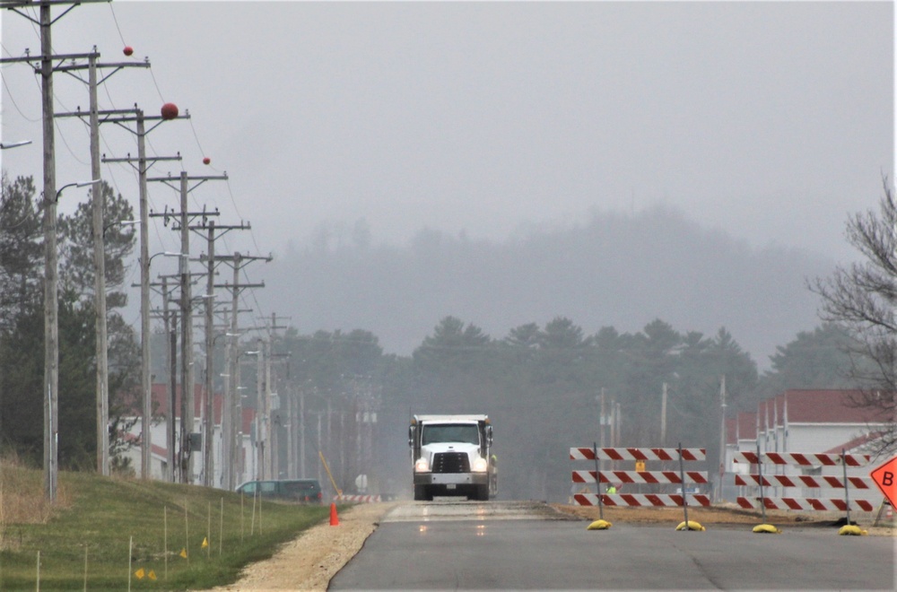 Road paving work at Fort McCoy