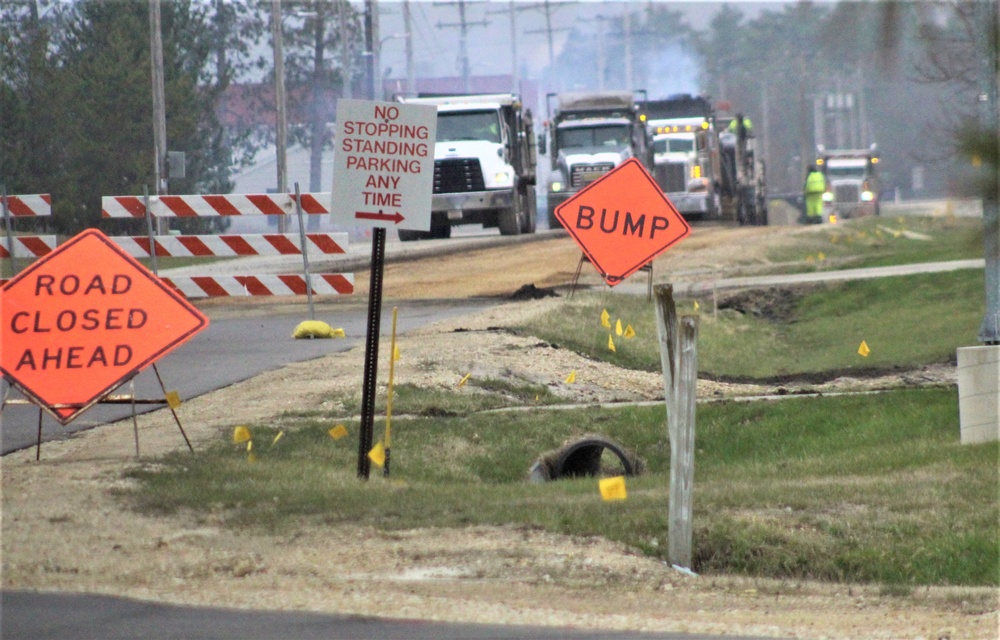 Road paving work at Fort McCoy