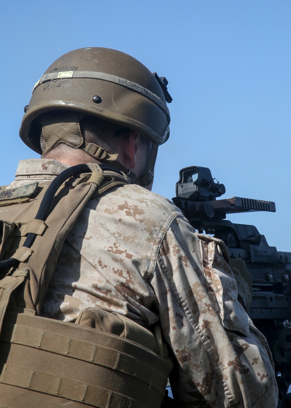 Marines fire .50-caliber machine guns aboard USS New York